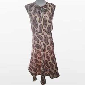 Ann Taylor Tie Neck Paisley Midi Dress 6P